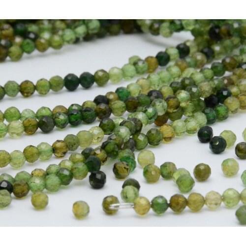 Natural Green Tourmaline Faceted Round Beads 3mm