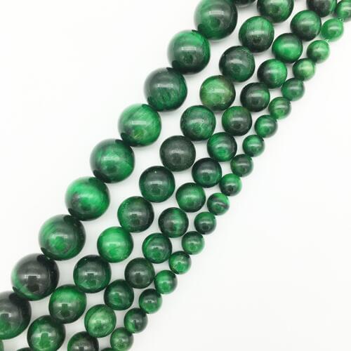 Natural green tiger eye stone IDY jewelry accessories scattered beads semi-finished products bead