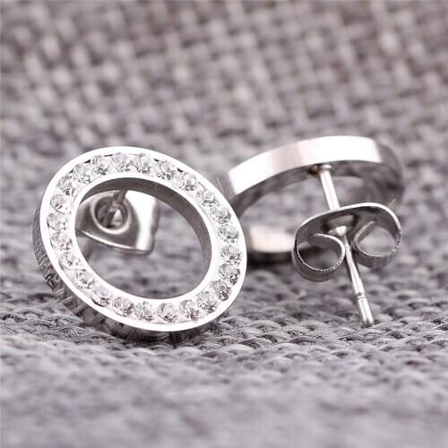 2021 New Titanium Steel Inlaid Zircon Earrings female Crystal from Austrian 2 Colors Fit Women As Gifts For Party