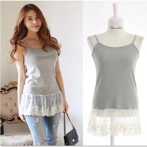 New Summer High Street Basic Clothing Female Korean Style Spaghetti strap Lace Women Tops Cotton Camisole Plus Size Clothing