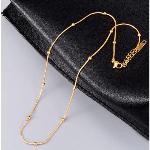 Stainless Steel Necklace for Women Beads Choker Gold Snake Chain Necklace Jewelry Best Gift
