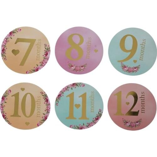 12 Pcs/Set Month Sticker Baby Photography Milestone Memorial Monthly Newborn Kids Commemorative Card Number Photo Props