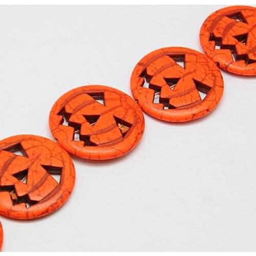 Pandahall 20pcs 25mm Halloween Pumpkin Lantern Synthetic Beads for DIY Halloween Bracelet Necklace Jewelry Beads