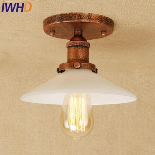 IWHD Loft Style Edison Industrial Ceiling Lamp Antique Iron Glass Vintage LED Ceiling Light Fixtures Home Lighting Lamparas