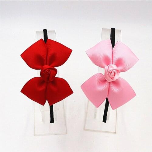 High Quality bowknot headband rose Solid Hairbands Princess Hair Accessories Big Bows Hairband Girl Headband Hair Accessories