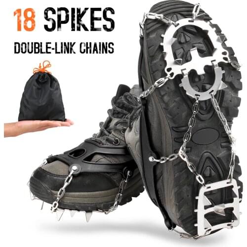 18 Teeth Steel Ice Gripper Spike for Shoes Anti Slip Climbing Snow Spikes Crampons Cleats Chain Claws Grips Boots Cover crampons