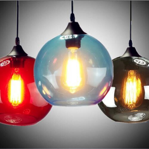 Nordic Modern hanging loft 7 Color Glass lustre Pendant Lamp industrial decor Lights Fixtures E27/E26 for Kitchen Restaurant