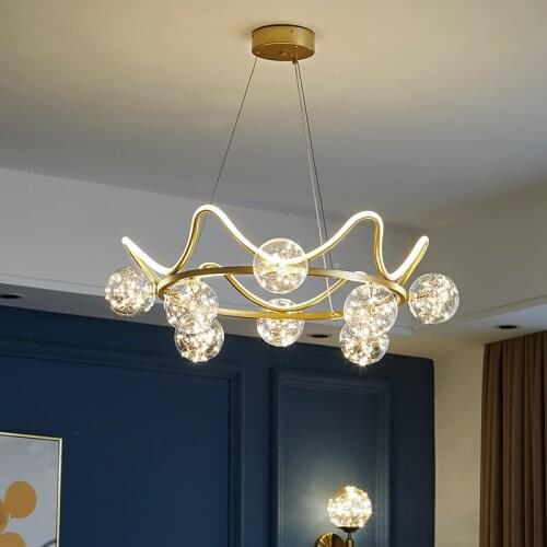 Crown bedroom lamp modern simple net red 2021 new living room master bedroom light luxury dining room chandelier room lamps