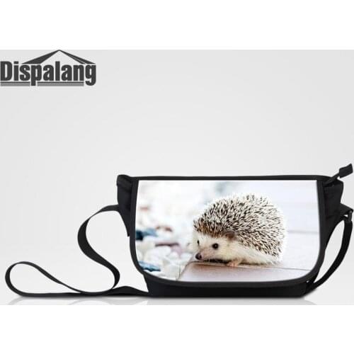 Dispalang Cute Hedgehog Printing Messenger Bags For Teenage Girls New Big Crossbody Schoolbag Women Canvas Satchel For Traveling