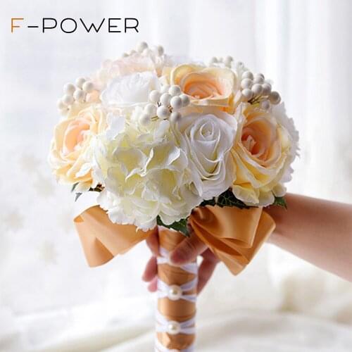 Bridal Wedding Bouquet Artificial Bridal Bride Brooch Bouquets Handmade Fashion beautiful Style Satin Roses Wedding Flower