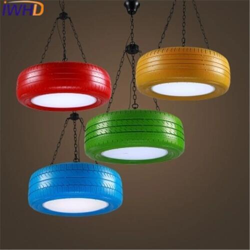 IWHD Tires LED Pendant Light Fixtures Fashion Coloful Suspension Luminaire Kitchen HangLamp For Rustaurant Lights Lustre