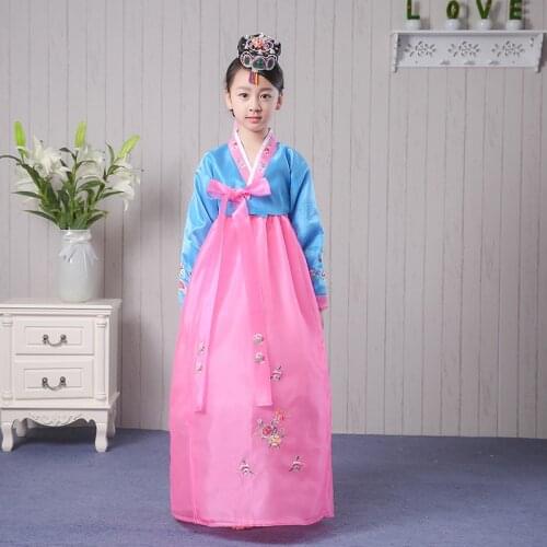 Top Quality Korean Hanbok Traditional Costume Girls Dress National Long Sleeve Stage Girls Hanbok