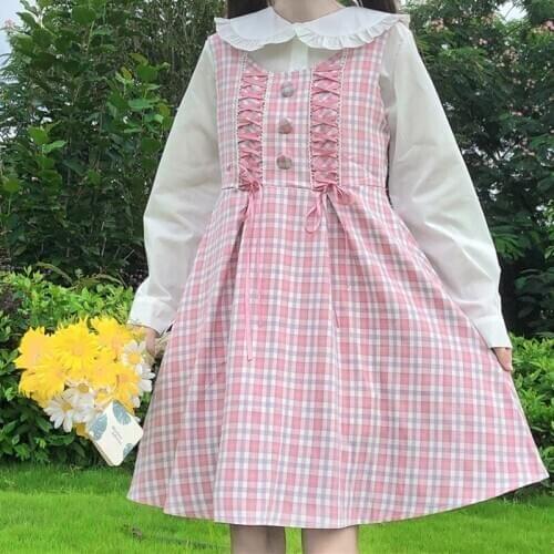 Japanese-Style College Style Design Cross-Strap High Waist Sleeveless fairy dress tea party lolita dress sweet lolita doll