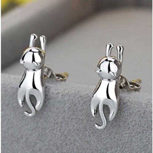100% 925 Sterling Silver New Pattern Wholesales Fashion Cute Cat Earrings Jewelry Hot Sale Earrings for Women