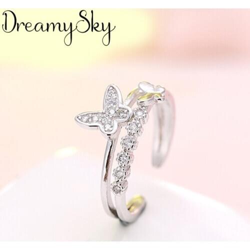 2020 Punk Vintage Crystal Butterfly Rings For Women Charming Ring Bohemian Wedding Fashion Jewelry Party Gifts