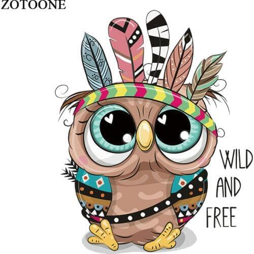 ZTOONE Owl Patches for Clothing Iron on Heat Press Appliques Sticker Vinyl DIY Clothes Washable Decoration T-shirt Accessories G