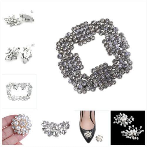 1/2PC Beautiful Crystal Shoe Clip Decoration Bridal Shoes Rhinestone Clip Buckle Faux Pearl Shoe Clips Decorative Accessories