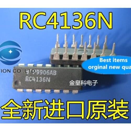10PCS RC4136N RC4136 DIP14 road into four general operational amplifier in stock 100% new and original