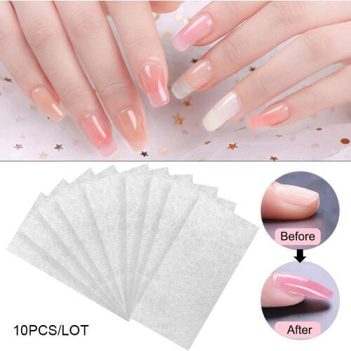10Pcs Silk Fiberglass For Nail Extension Form Non-Woven Silks UV Gel Building Fiber French Acrylic DIY Manicure Accessories
