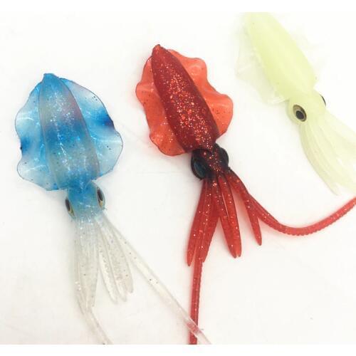 130mm Fishing Soft Lure Rig Luminous Squid Jig Fishing Tuna Lure Octopus Squid Skirt Sea Fishing Wobbler Bait Jig head hook