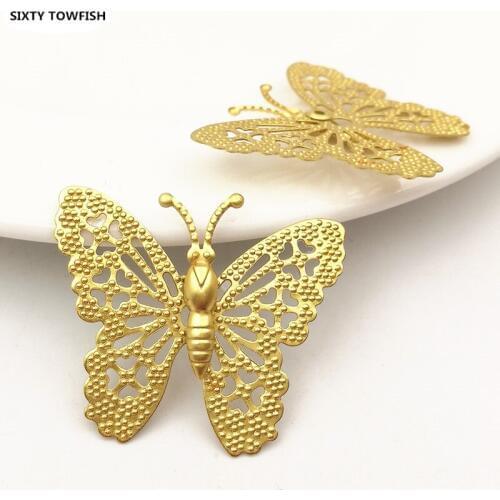 20 pieces/lot Butterfly Brass Antique Bronze/Gold Color/ Silver Color Filigree Charms Setting Jewelry DIY Components B10056