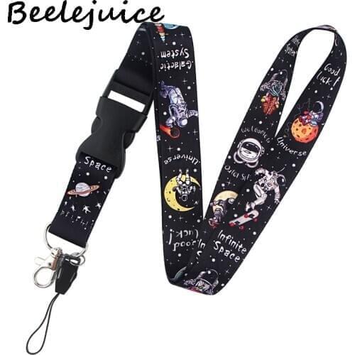 24pcs Outer Space Astronauts Lanyards Cool Neck Strap webbings ribbons Phone Keys ID Card Holder For Keys DIY Hang Ropes gifts