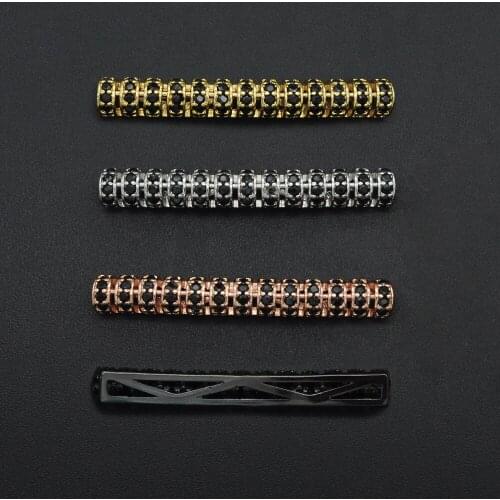 37x5mm 100% CZ Zircon DIY Jewelry Tube Bar Bead Charm Wholesale Fashion Jewellery Pendants Top Quality Bracelet Making Charm