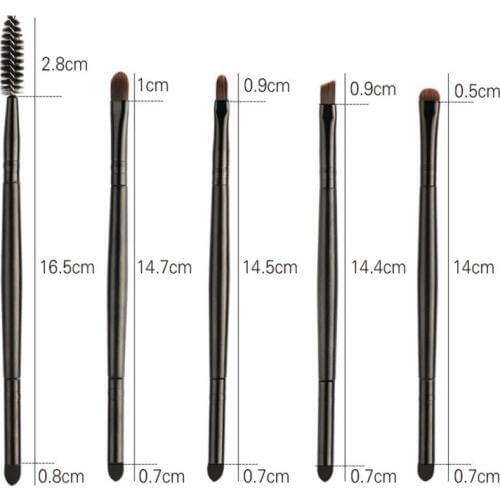 5 Pcs Nylon Hair Eyeshadow Makeup Brushes Black Makeup Tools Cosmetics Soft Eyeshadow Brush Holder Set