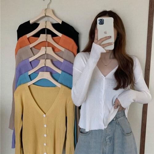 AOSSVIAO Casual long knitted cardigan women autumn winter yellow cardigan Long sleeve loose female button knitwear sweaters 2021