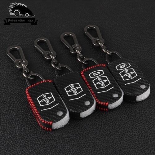 Carbon fiber Genuine Leather Flip Folding Car Key Case Cover For Mazda 2 3 5 6 CX5 CX-5 M2 M3 M5 M6 Key Holder Bag Shell