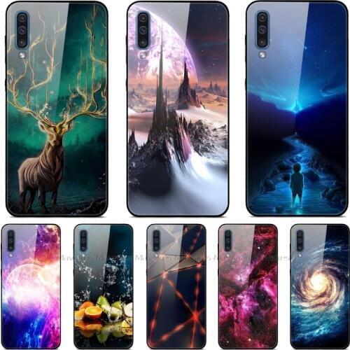 For Samsung Galaxy A50 Case Cover Tempered Glass Back Cover Phone Case For Samsung A50 A 50 A505 A505F SM-A505F Case Silicone