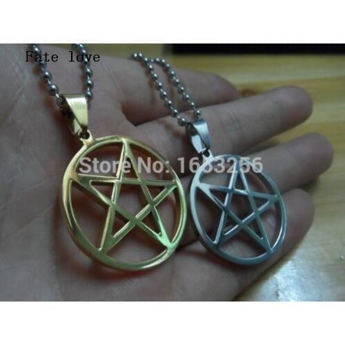 Fate Love on sale Gold Stainless steel Pentagram satanic worship Charm Pendant Necklace hot selling Men Women Jewelry