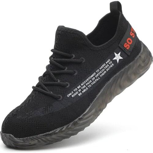 Classic Black AIR Mesh Brand Womens Shoes Fashion Mens Safety Shoes Outdoor Work Shoes Non-slip Breathable Sneakers