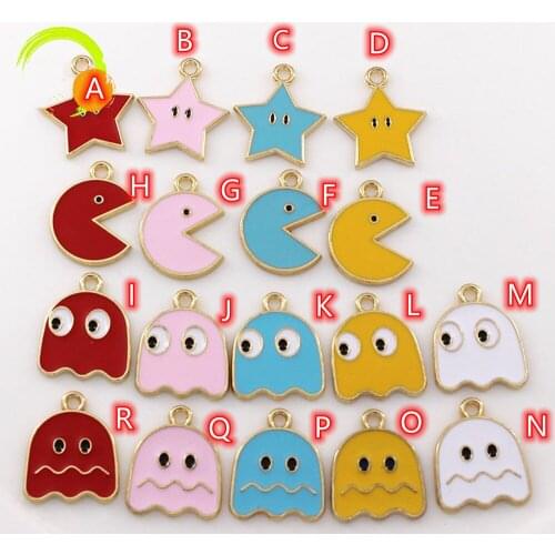 Cute Game Cartoon Figure Charms for Jewelry making 10pcs Kawaii Enamel Charm Pendant Earrings Finding Gold Metal Pendants