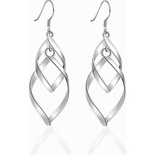 Trendy Silver Earrings For Women Good Quality Thread Irregular Hollow Tassel Ear Jewelry Accessories Anniversary Birthday Party