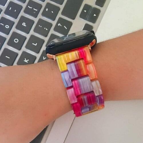 Rainbow Fashion Bracelet for Apple Watch Band 38mm 40mm 42mm 44mm Strap Resin Watchband iWatch SE/6/5/4/3 with Stainless Buckle