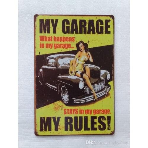 My Garage My Rules Vintage Rustic Home Decor Bar Pub Hotel Restaurant Coffee Shop home Decorative Metal Retro Tin Sign