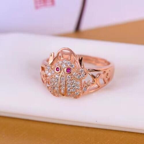 New natural ruby ring 925 Silver Ring Frog Retro Personality Creative Animal Unisex Red ruby Rings Fine Jewelry