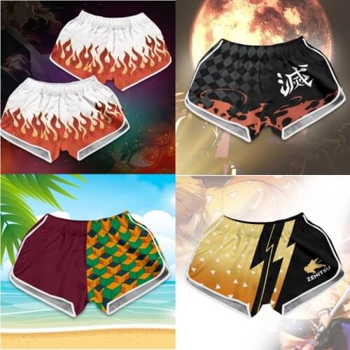 New Anime Demon Slayer Kisatsutai Swimming Pants Tomioka Giyuu Agatsuma Zenitsu Cosplay Costumes Sweatpants Teens Beach Shorts