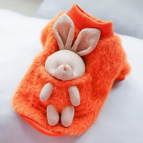 Plush Dog Clothes Cute Round Neck Back Rabbit Design Sweater Pet Coat Soft Cotton Pullover Pug Poodle Dog Cat Sweater Pet Outfit