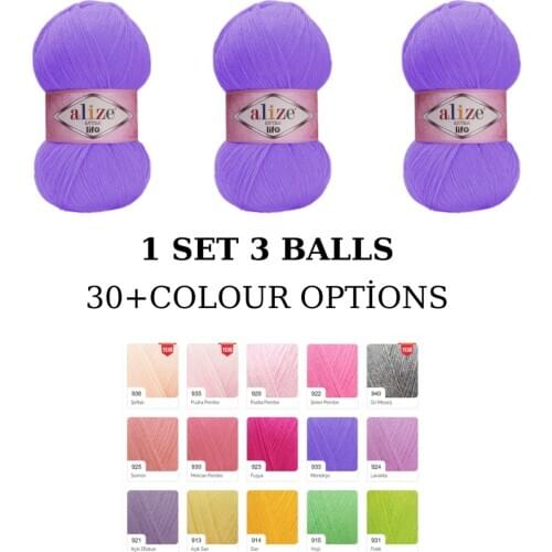 Yarn 1 Set (3 Balls) Alize Extra Life Knitting Yarn (1 Ball: 100 Grams / 480 Yards) Crochet Tool Kit