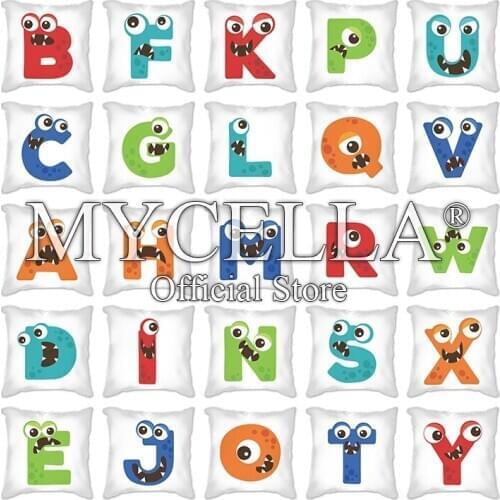 Letter Printed Pillow Case Plant Tree Around Alphabet Cushion Cover Home Sofa Car Decorative Pillowcases 45x45cm Pillow cover