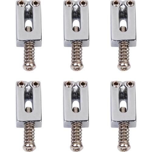 6pc Zinc Alloy Chrome Flat Guitar Bridge Saddles For Fender Strat Electric Guitar Tremolo Trem Bridge