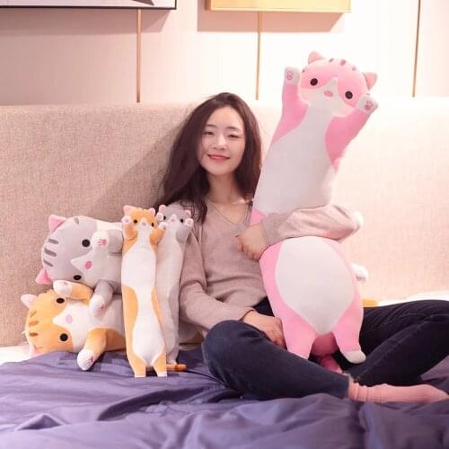 50/70/90/110CM Cute Soft Long Cat Boyfriend Pillow Plush Toys Stuffed Pause Office Nap Sleep Pillow Cushion Gift Doll For Girls
