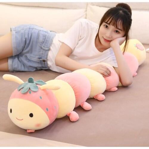 Cute fruit caterpillar doll plush toy comforts children sleeping pillow long pillow little girl gift doll Xmas gift