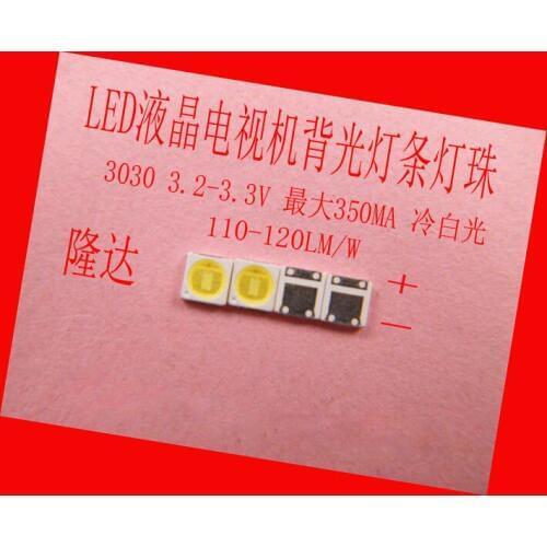 SMD LED lamp Beads 3030 3.2-3.3v 350MA 1W 12000-15000K cool White For LG TV backlight, Spotlights, Ceiling lamp bulb lamp