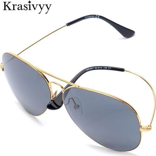 Krasivyy Classic Pure Titanium Sunglasses Men Brand Design Nylon Lens Ultralight Aviation Sun Glasses Women Oculos De Sol