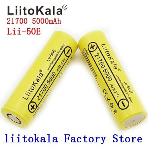 LiitoKala lii-50E 21700 5000mah Rechargeable Battery 3.7V 5C discharge High Power batteries For High-power Appliances