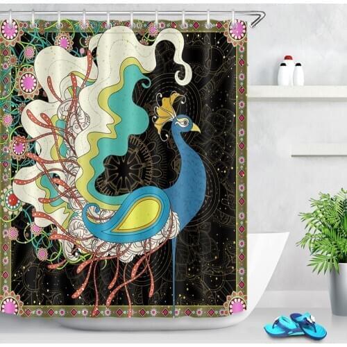 Paisley Peacock Pattern Waterproof Shower Curtain Fabric Mandala Floral Animal Vintage Shower Curtains Geometric Bathroom Decor