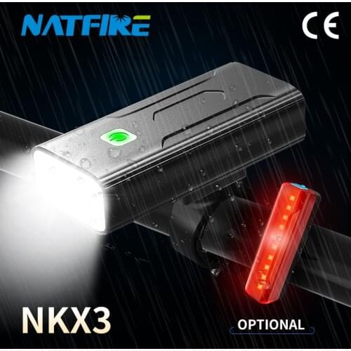NATFIRE NKX3 Bike Light LED 5200mAh Long Time Lasting USB Rechargeable Front and Rear Bicycle Light MTB Super Bright Headlight